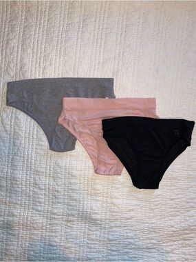 3 Pairs of Tommy John Women’s Cheeky Briefs - Pink, Gray, and Black